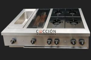 Estufa linea economica 4 fogones bbq + freidora