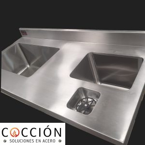 Meson en acero con doble poceta y pocetita