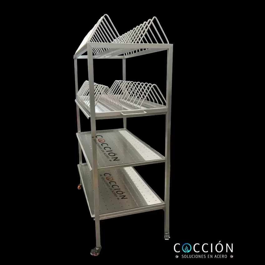 16.9 estante escurrido de platanos completamente en acero vista superior full 1.1.1 barra de seguridad abatible en acero inoxidable para baños