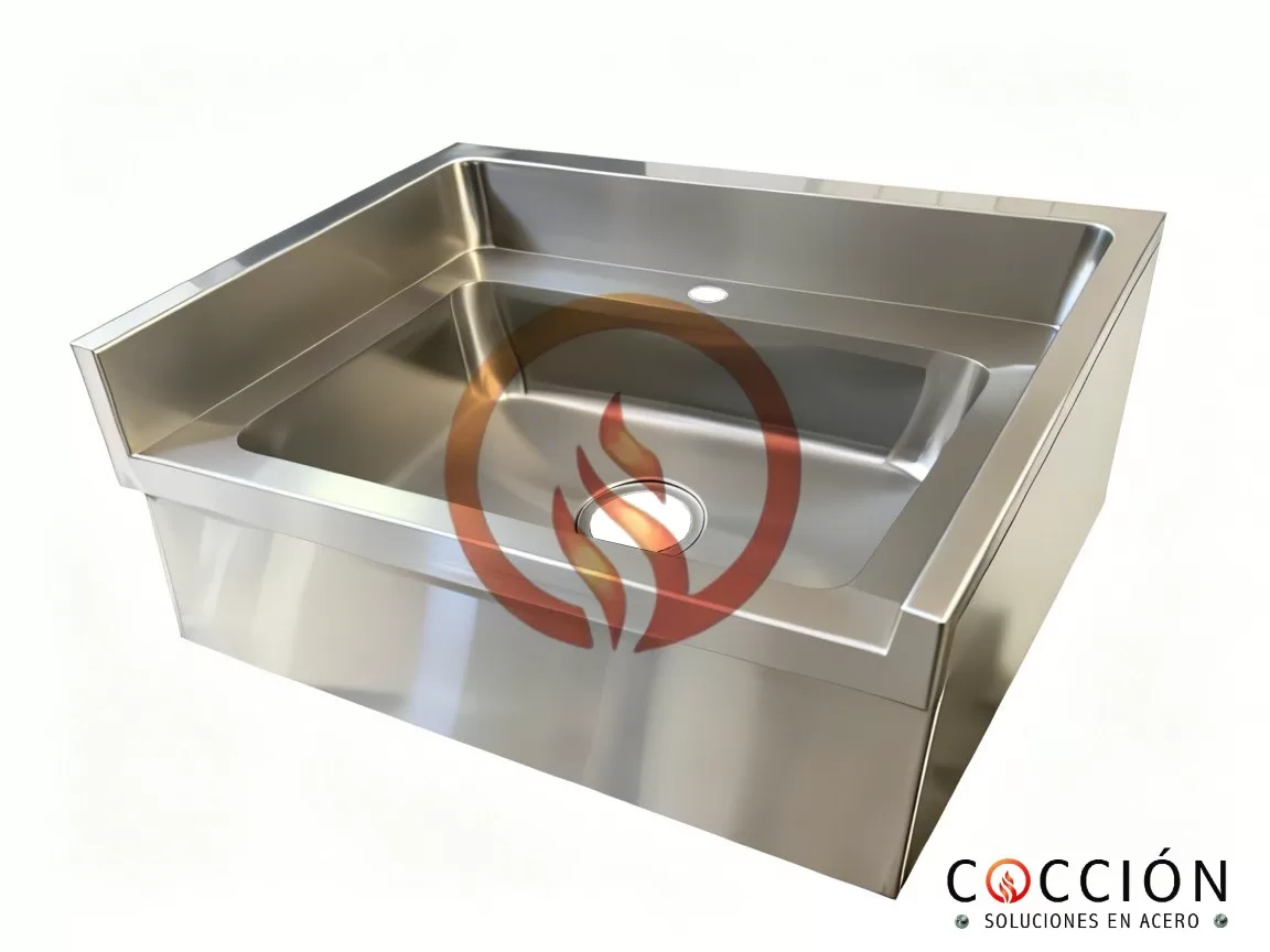 Lavamanos en acero inoxidable 304 para restaurante 60x45 cm fabricado en Bogotá (3) lavamanos de pared